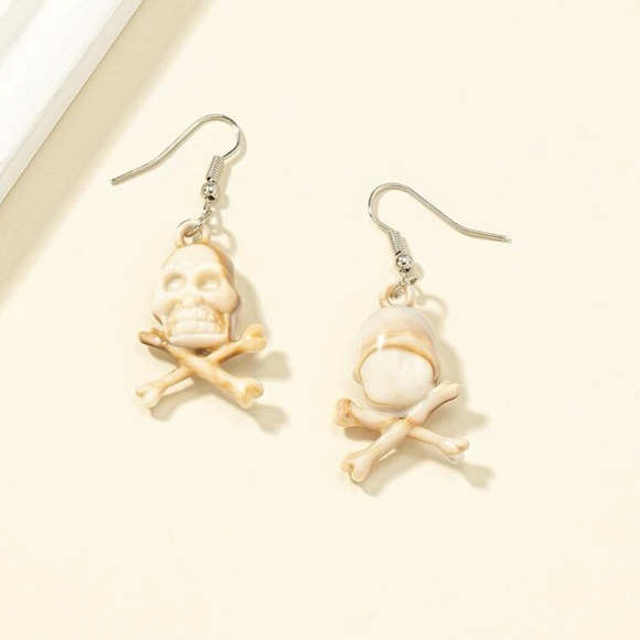 ☠️ Awesome Skeleton Skull Crossbones Drop Earrings ☠️ - Picture 2 of 4